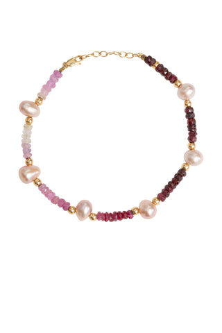 Ombre Ruby Pearl Gold Bead Bracelet Fine Jewelry Jia Jia   