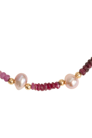 Ombre Ruby Pearl Gold Bead Bracelet Fine Jewelry Jia Jia   