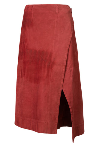 Red Suede Skirt Clothing Adam Lippes   