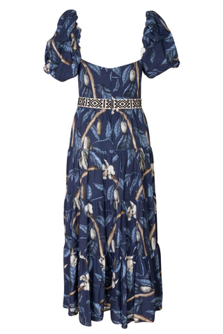 Botanical Heritage Tiered Floral Print Dress In Navy | (est. retail $1,350) Clothing Johanna Ortiz   