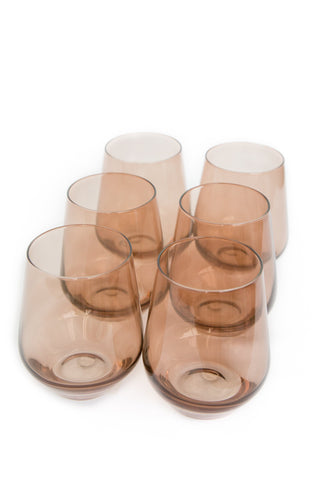 Estelle Colored Wine Stemless - Set of 6 (Amber Smoke) glassware Estelle Colored Glasses   