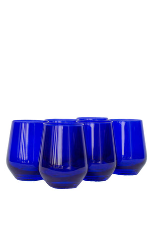 Estelle Colored Wine Stemless - Set of 6 (Royal Blue) glassware Estelle Colored Glasses   