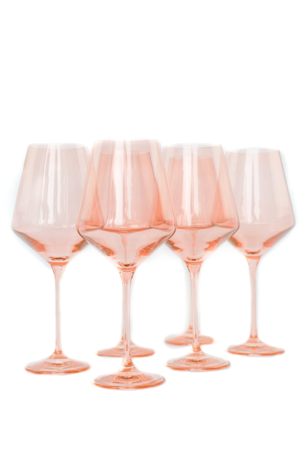 Estelle Colored Glass Estelle Hand-Blown Colored Wine Glasses (Set of 6) - Stemmed Wine Glass, Blush