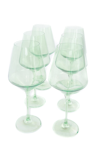 Estelle Colored Wine Stemware - Set of 6 (Mint Green) glassware Estelle Colored Glasses   