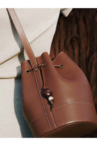 The Extra Large Drawstring in Nappa Leather (Cognac) Crossbody Bags Hunting Season   