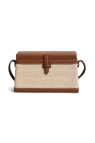 The Square Trunk in Nappa and Woven Fique (Cognac)