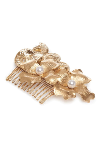 Caterina Gold Floral Snake Hair Comb ACCESSORY Markarian   