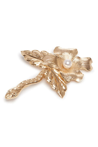 Noémie Gold Pearl Detail Floral Snake Hair Pin ACCESSORY Markarian   