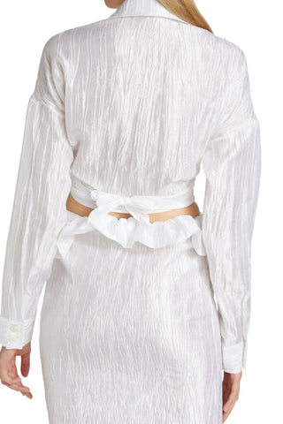 Crinkled Taffeta Tie Front Shirt | White Shirts Izayla   
