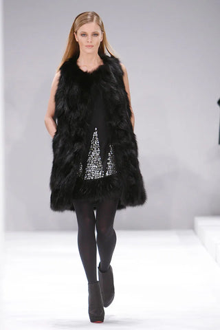 Silk Crepe Embellished Cocktail Dress with Fur Trim | FW '10 Runway Dresses J. Mendel   