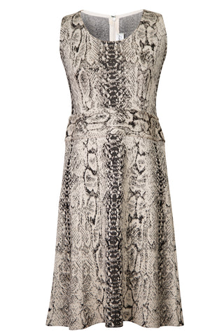 Grey Fit and Flare Snakeskin Dress