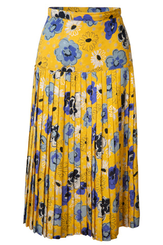 Vintage Silk Pleated Floral Skirt
