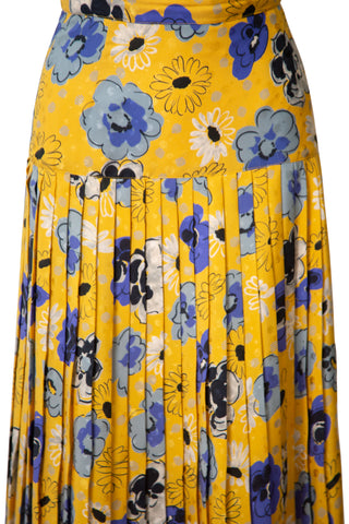 Vintage Silk Pleated Floral Skirt