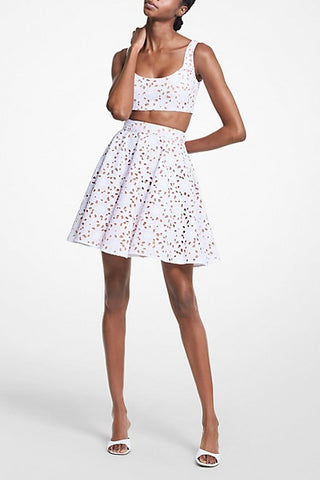 Floral Cotton Eyelet Skirt | (est. retail $1,470) Skirts Michael Kors Collection   