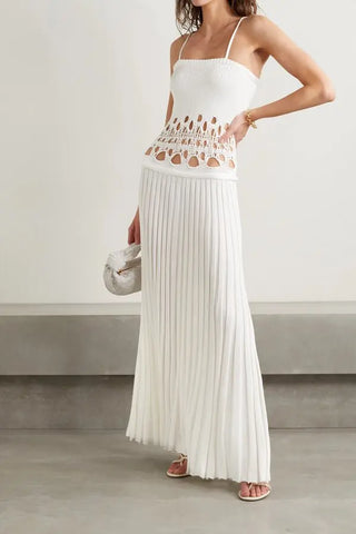 Crochet Knit Pleated Maxi Dress | (est. retail $970) Dresses Christopher Esber   