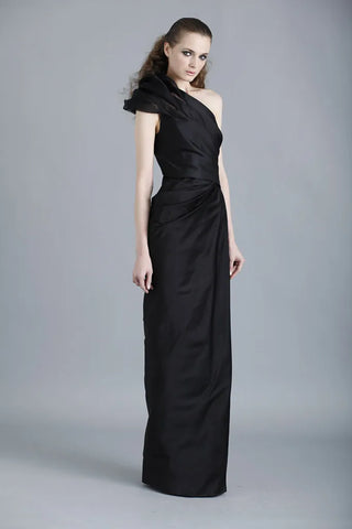 Silk Crepe One-shoulder Chiffon Detail Gown | PF '10 Dresses J. Mendel   