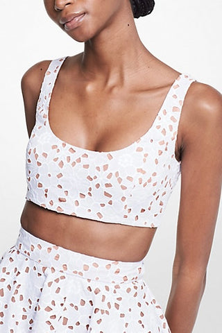 Floral Cotton Eyelet Cropped Tank Top | (est. retail $690) Shirts & Tops Michael Kors Collection   