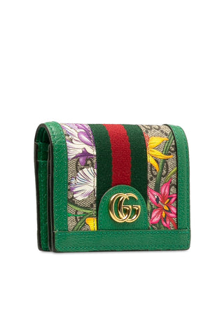 GG Supreme Flora Ophidia Small Wallet Green Small Leather Goods Gucci   