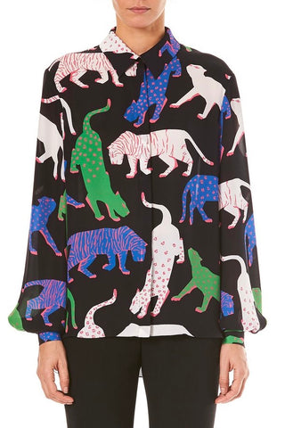 Wildcat Print Silk Blouse | FW'18 Shirts & Tops Carolina Herrera   