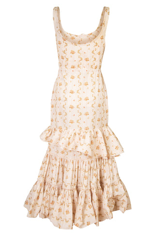 Onilde Floral-print Tiered Midi Cotton Dress | (est. retail $2,260) Dresses Brock Collection   