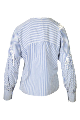 Striped Cotton Blouse w/ Lace Details Shirts & Tops Tibi   
