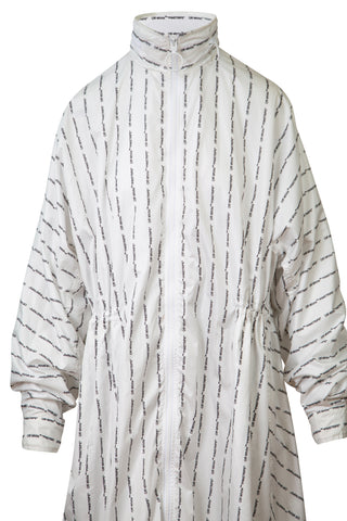 White Quote Pinstripe Jacket