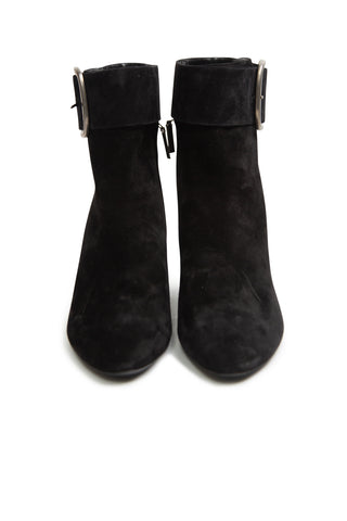 Suede Buckle Boots in Black