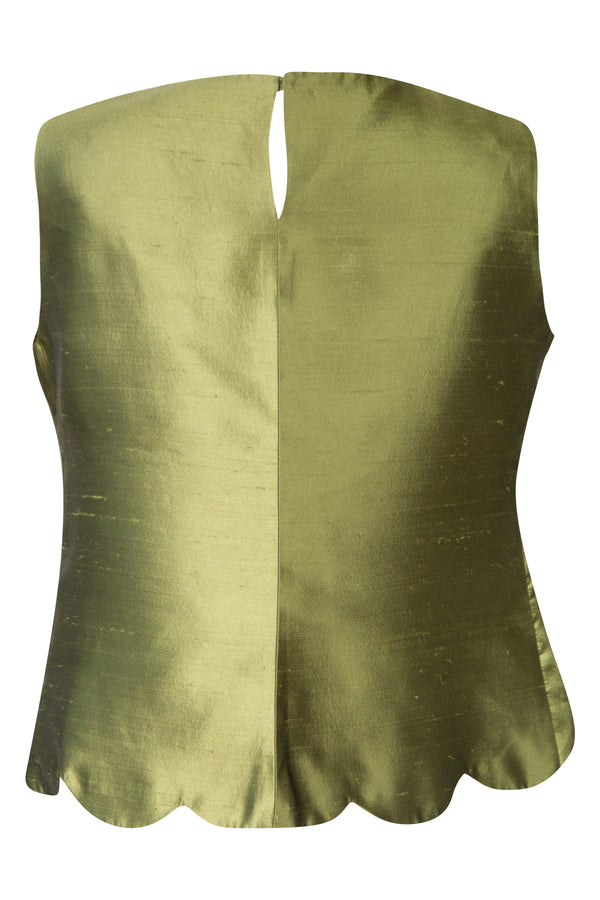 Green Scalloped Hem Top