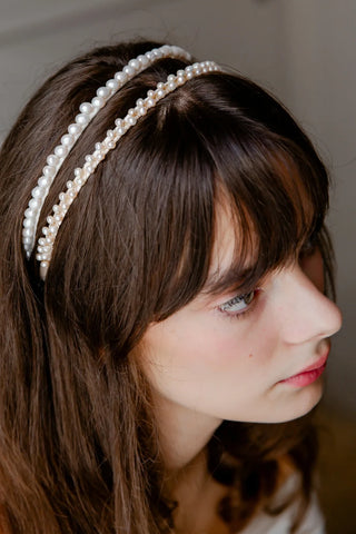 Pearl Headband in White Hair Accessories Emm Kuo   