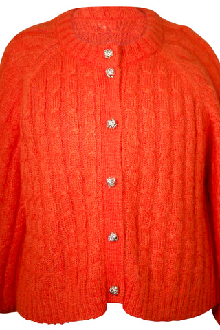 Mohair Cable Knit Cardigan in Orange | (est. retail $395)