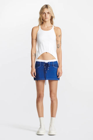 Laced Denim Mini Skirt in Cobalt | new with tags (est.retail $460) Skirts Dion Lee   