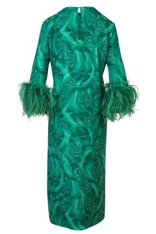 Billie Feather-trimmed Printed Cady Dress | (est. retail $925) Dresses 16Arlington   