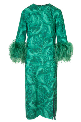 Billie Feather-trimmed Printed Cady Dress | (est. retail $925) Dresses 16Arlington   