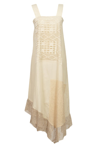 Maggy Upcycled Lace Midi Dress in Natural