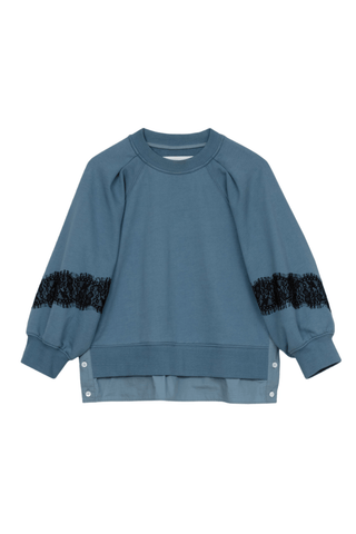 Lantern Sleeve Cotton Sweatshirt TOP 3.1 Phillip Lim Slate Blue Multi XS 