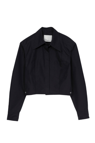 Cropped Shirt With Shoulder Pads SHIRT 3.1 Phillip Lim Midnight XXS | US 00 