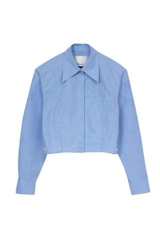 Cropped Shirt With Shoulder Pads SHIRT 3.1 Phillip Lim Oxford Blue XXS | US 00 