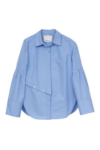 Long Sleeve Shirt with Asymmetric Button Panel SHIRT 3.1 Phillip Lim Oxford Blue XXS | US 00 