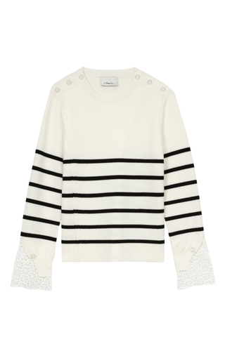 Sailor Stripe Pullover With Lace Cuffs PULLOVER 3.1 Phillip Lim Ivory-Blk XS 