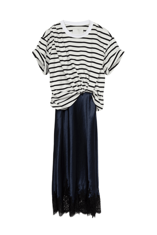 Striped Draped T-shirt Slip Combo Dress DRESS 3.1 Phillip Lim White Multi Stripe S 