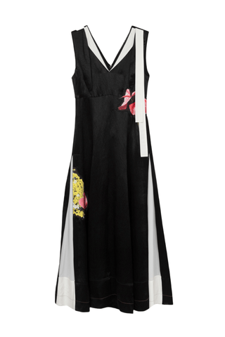 Floral Bouquet Appliqué Sleeveless Gown With Combo DRESS 3.1 Phillip Lim Blk Multi XL | US 12 
