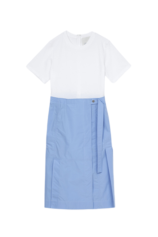 T-Shirt Combo Dress With Wrap Skirt DRESS 3.1 Phillip Lim White-Oxford Blue XXS | US 00 