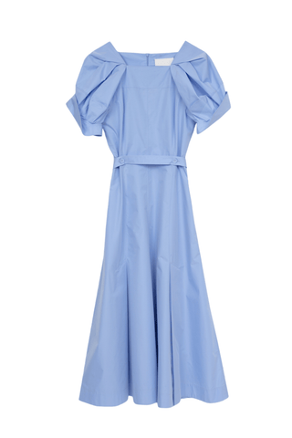 Collapsed Bloom Short Sleeve Belted Dress DRESS 3.1 Phillip Lim Oxford Blue M | US 8 
