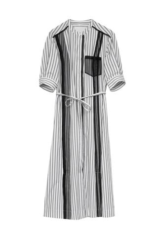 Striped Shirt Dress With Organza Overlay DRESS 3.1 Phillip Lim White-Midnight Stripe XXS | US 00 