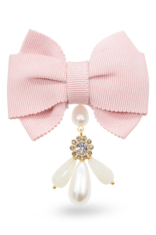 Crystal, Pearl and Bow Brooch in Pink | (est. retail $385)