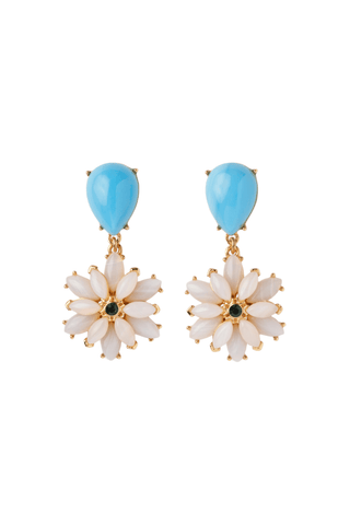Graphic Daisy Earrings, Turquoise