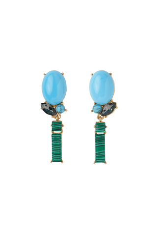 Rosebud Earrings, Turquoise