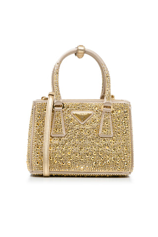 Mini Crystal Galleria Double Zip Tote Gold