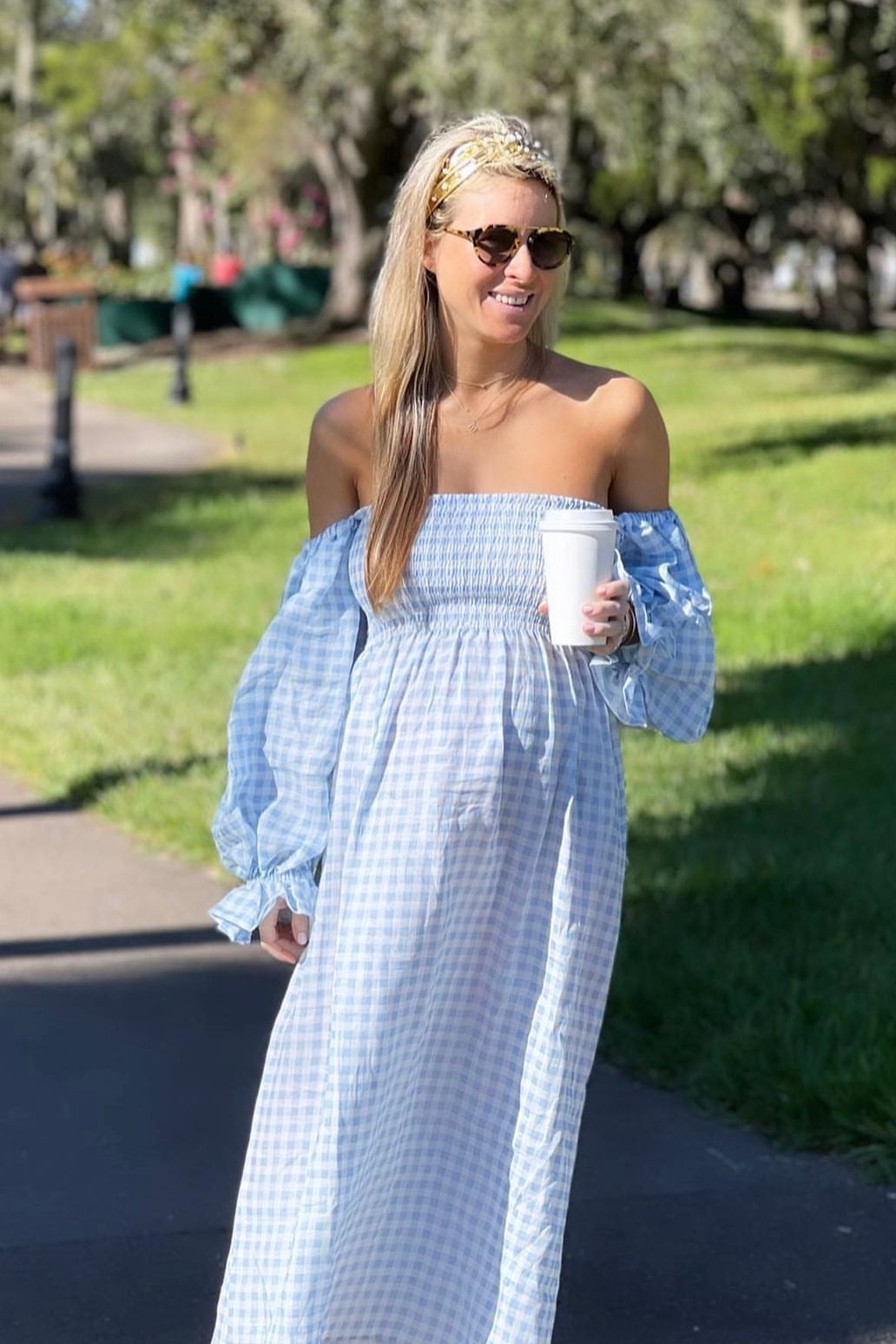 Atlanta Linen Gingham Dress in Blue Vichy | (est. retail $354)