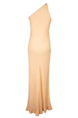 Vintage 1970's Haute Couture Nude One Shoulder Dress Dresses Halston   